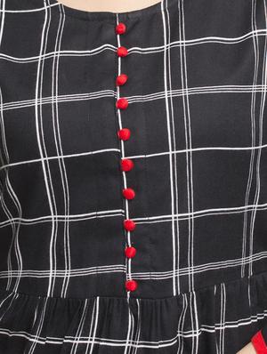 round neck bell sleeved checkered top - 16745457 - Standard Image - 4