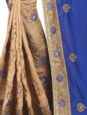 embroidered half and half saree with blouse - 16745723 - Standard Image - 5