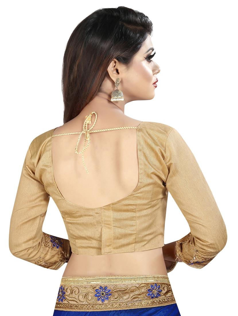 embroidered half and half saree with blouse - 16745723 - Zoom Image - 4