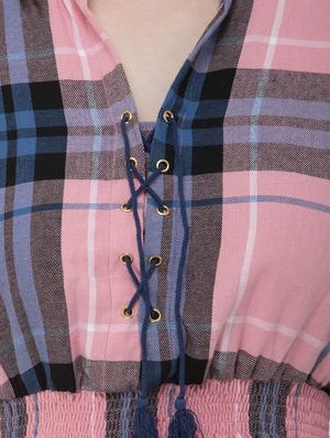 mandarin neck plaid top - 16745867 - Standard Image - 4