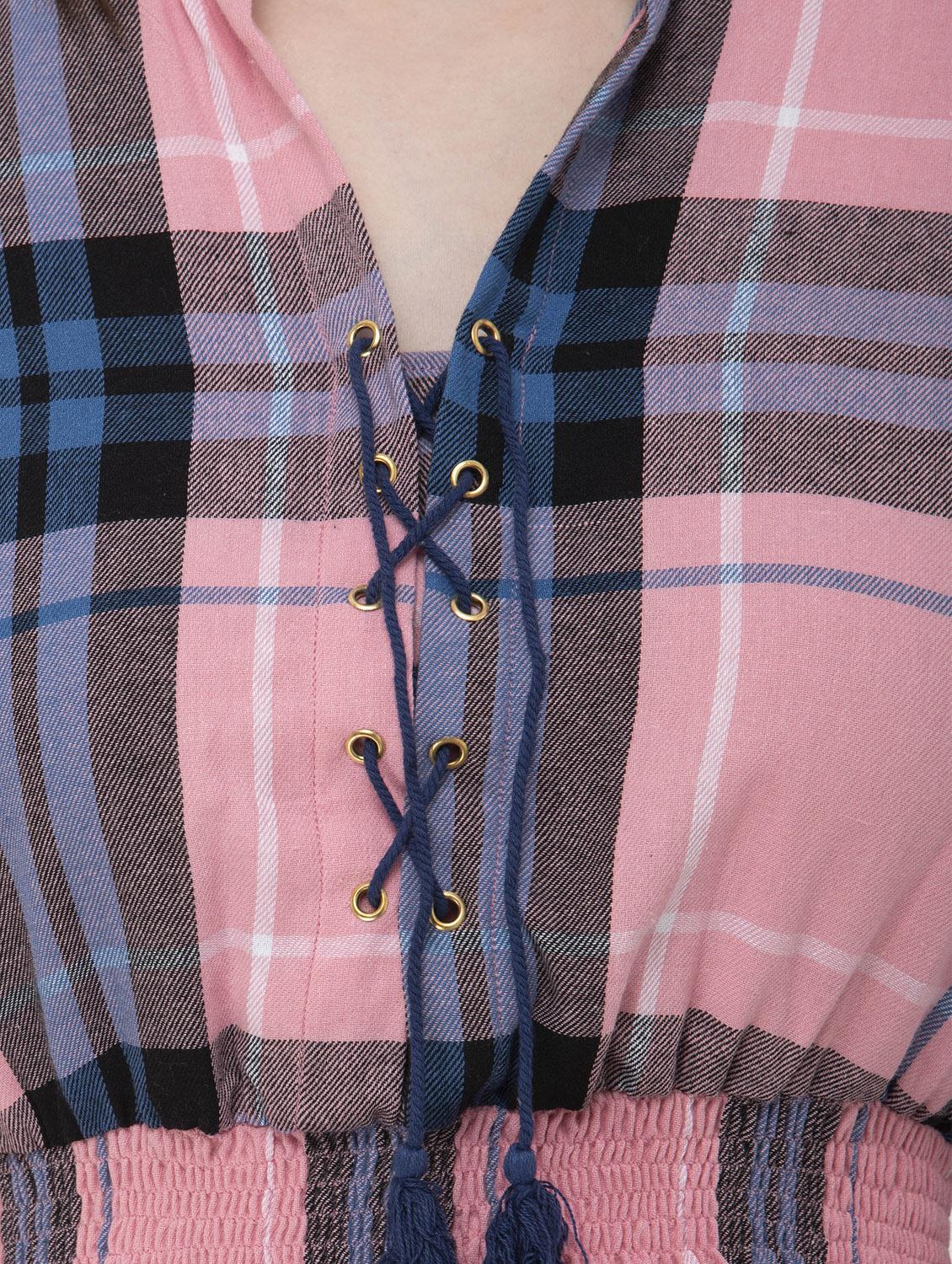 mandarin neck plaid top - 16745867 - Zoom Image - 4