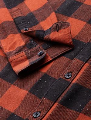 orange checkered casual shirt - 16745898 - Standard Image - 6