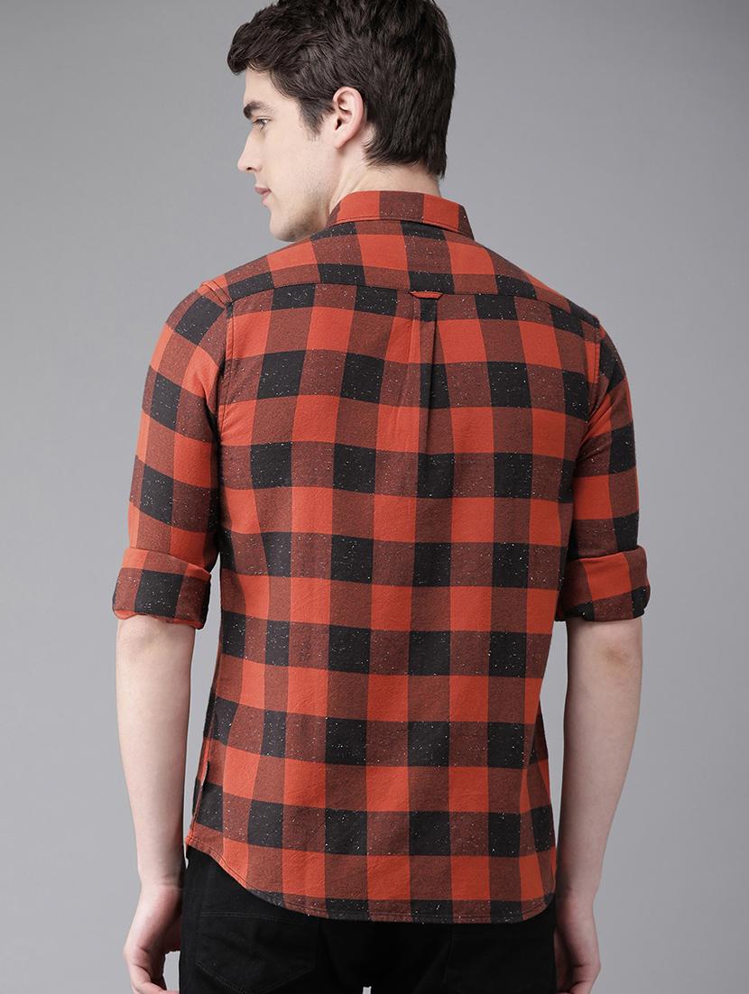 orange checkered casual shirt - 16745898 - Zoom Image - 3
