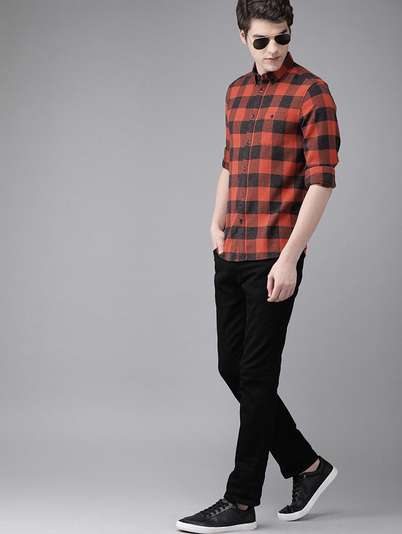 orange checkered casual shirt - 16745898 - Zoom Image - 4