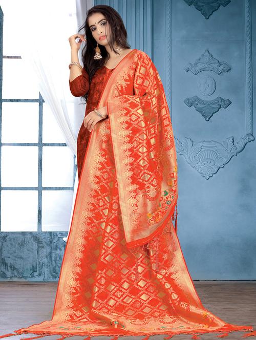 self design banarasi dupatta - 16745951 - Standard Image - 1