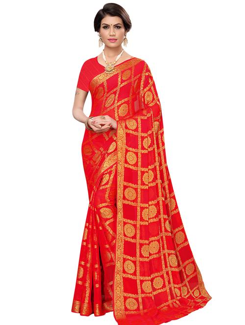 self-design woven saree with blouse - 16746356 - Very Small Image - 1