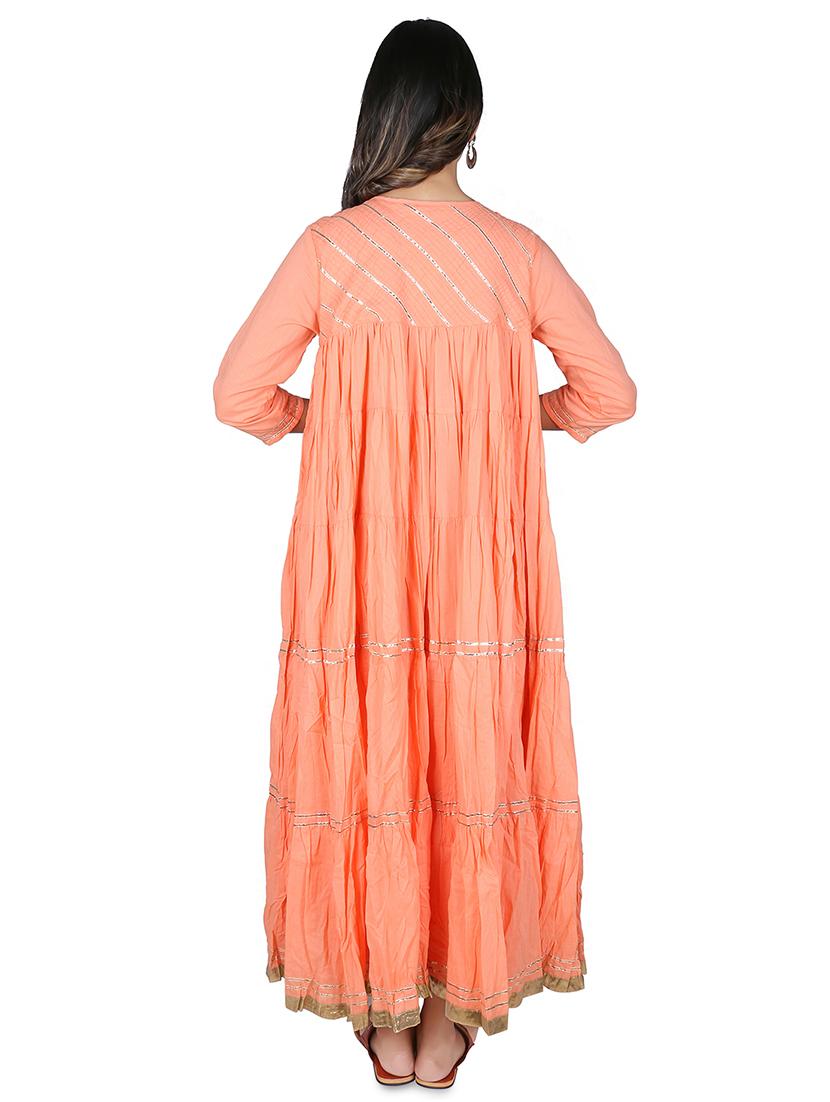 gota work tiered flare ethnic dress - 16746374 - Zoom Image - 3