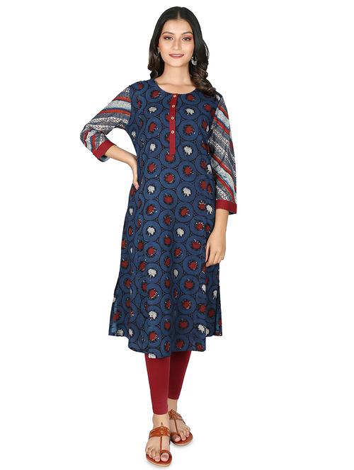 printed a-line kurta - 16746375 - Standard Image - 1
