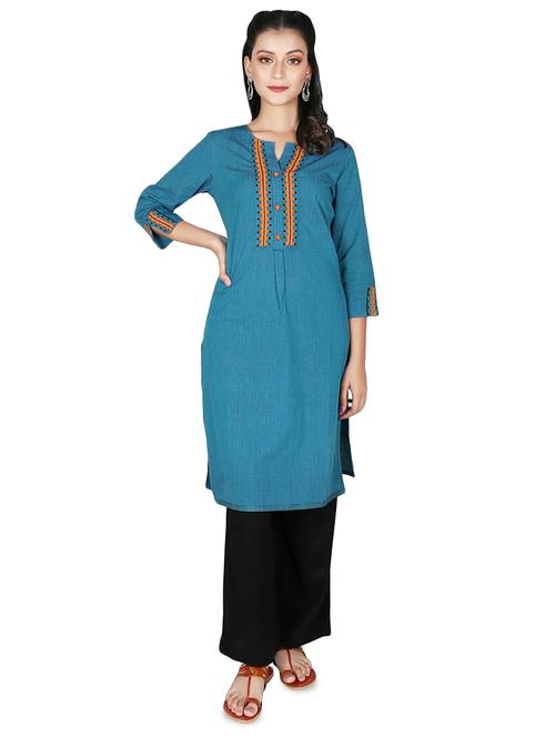 embroidered straight kurta - 16746378 - Standard Image - 1