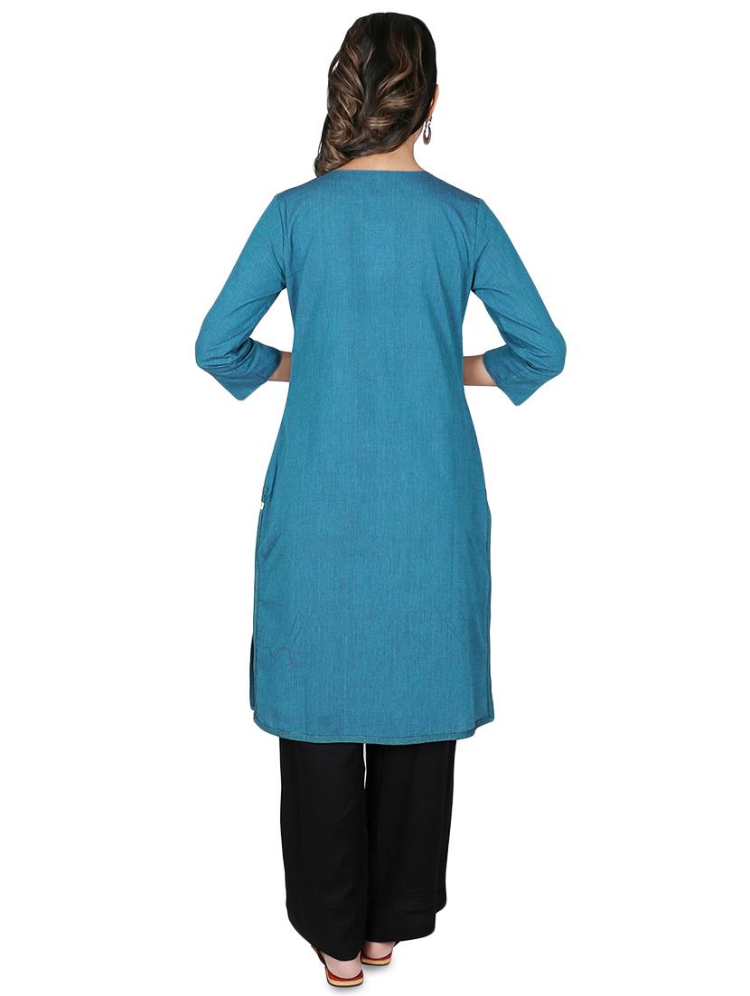 embroidered straight kurta - 16746378 - Zoom Image - 3
