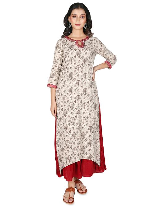 printed layered ethnic dress - 16746381 - Standard Image - 1