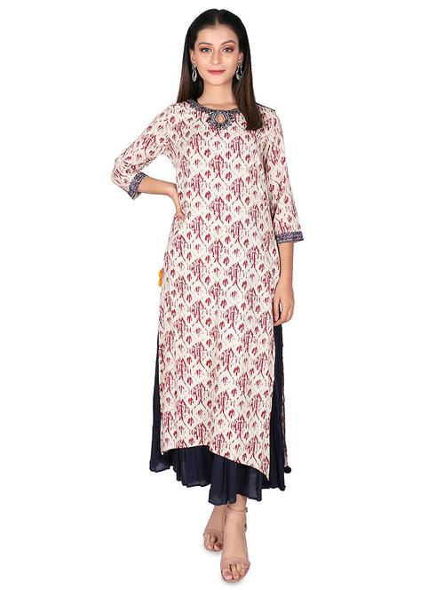 printed layered ethnic dress - 16746382 - Standard Image - 1