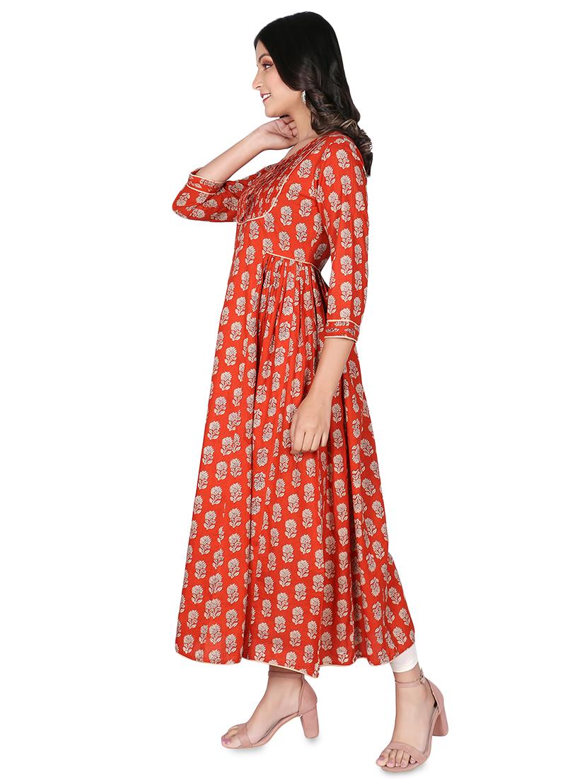 floral printed flared kurta - 16746385 - Zoom Image - 2