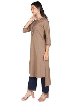 solid high low kurta palazzo set - 16746410 - Standard Image - 2