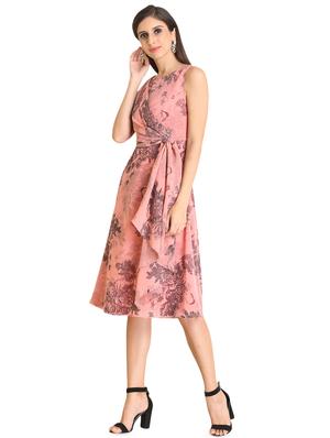 drape detail round neck a-line dress - 16746413 - Standard Image - 2