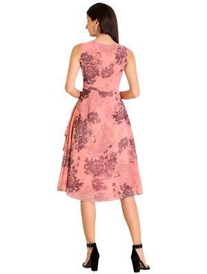 drape detail round neck a-line dress - 16746413 - Standard Image - 3