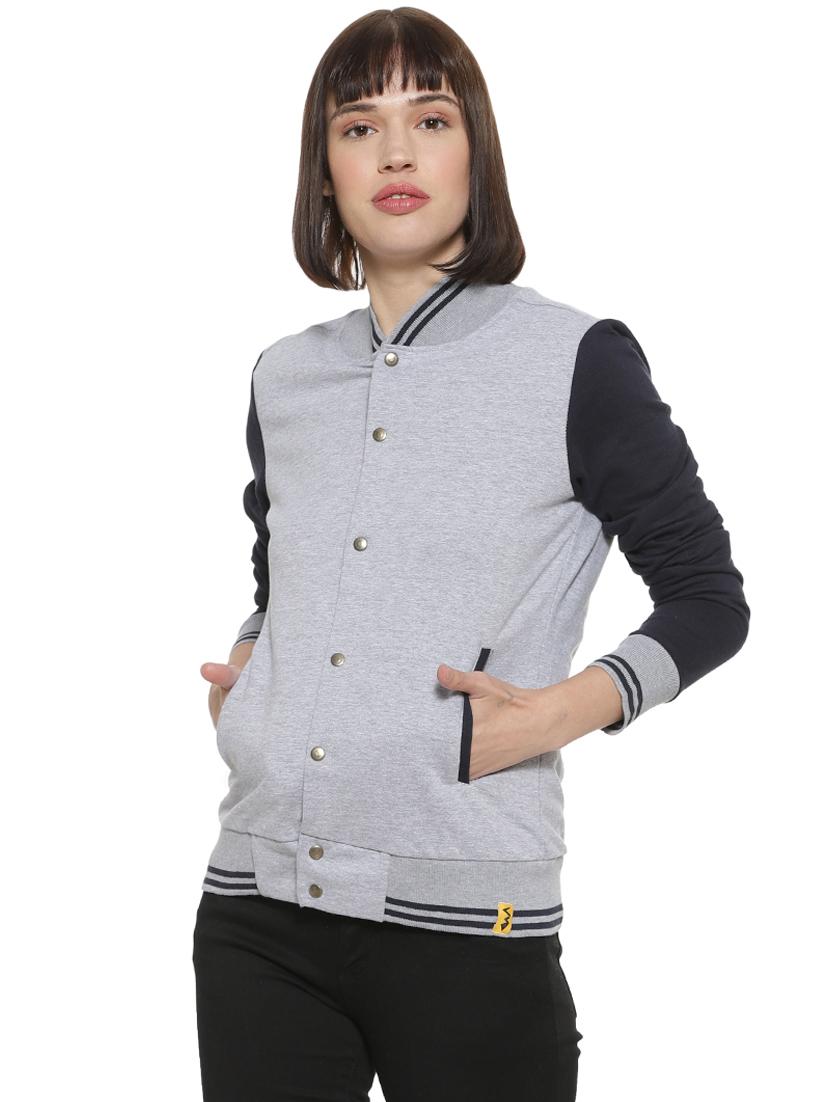 contrast ribbed color block jacket - 16746422 - Zoom Image - 1