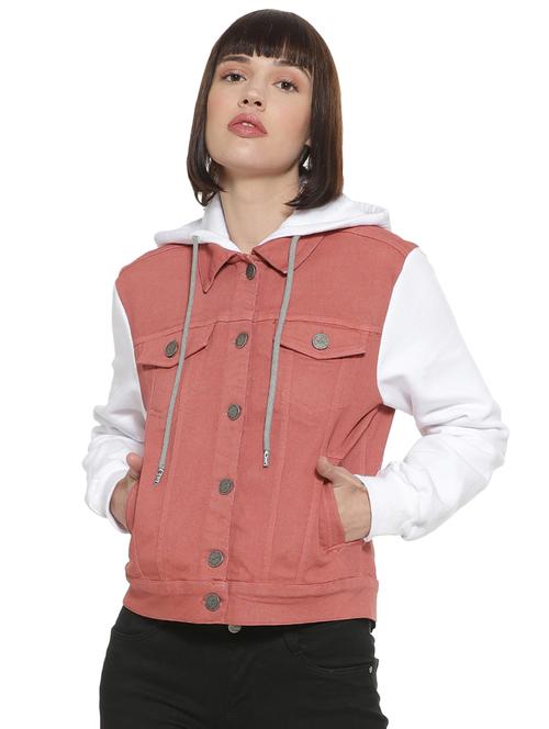 hooded neck color block jacket - 16746426 - Standard Image - 1