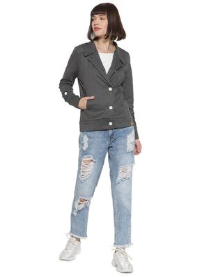lapel neck solid jacket - 16746427 - Standard Image - 4