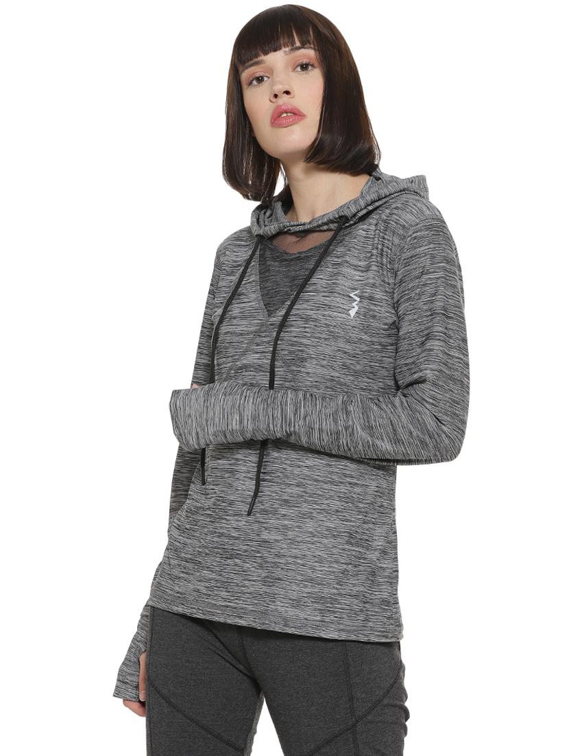hooded neck melange sweatshirt - 16746431 - Zoom Image - 1