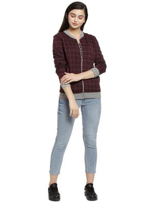 contrast ribbed checkered jacket - 16746436 - Standard Image - 4