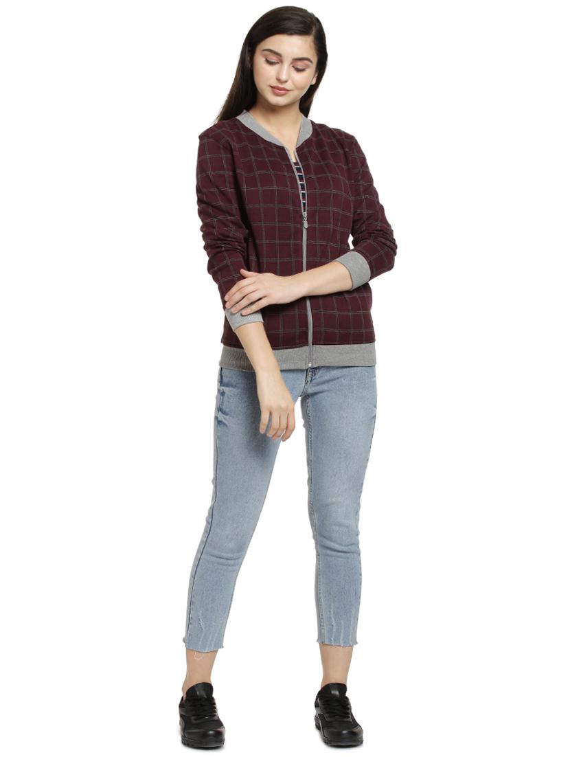 contrast ribbed checkered jacket - 16746436 - Zoom Image - 4