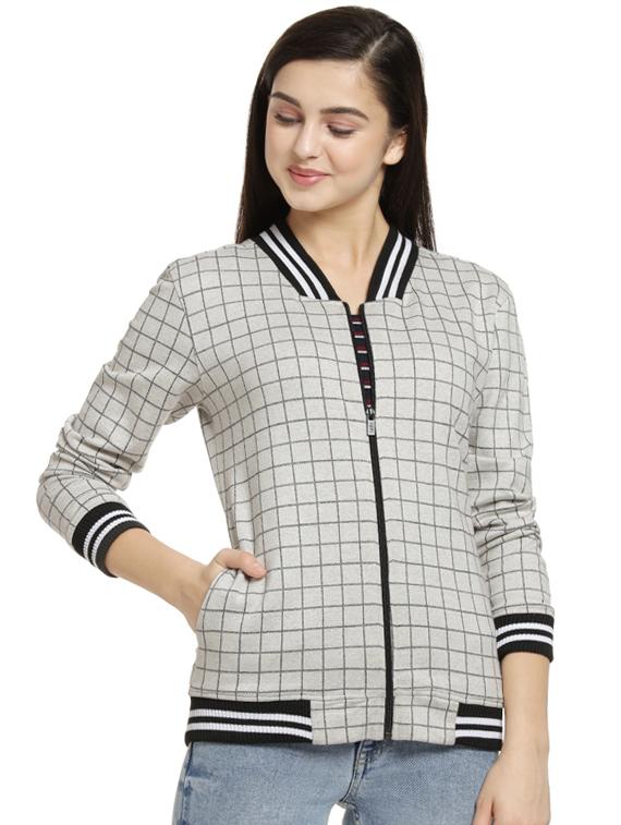 contrast ribbed checkered jacket - 16746437 - Zoom Image - 1