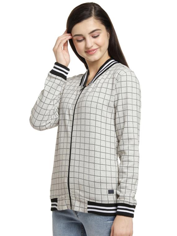 contrast ribbed checkered jacket - 16746437 - Zoom Image - 2