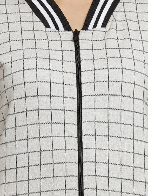 contrast ribbed checkered jacket - 16746437 - Zoom Image - 5