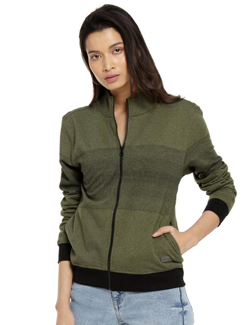 contrast ribbed turtle neck jacket - 16746441 - Standard Image - 1