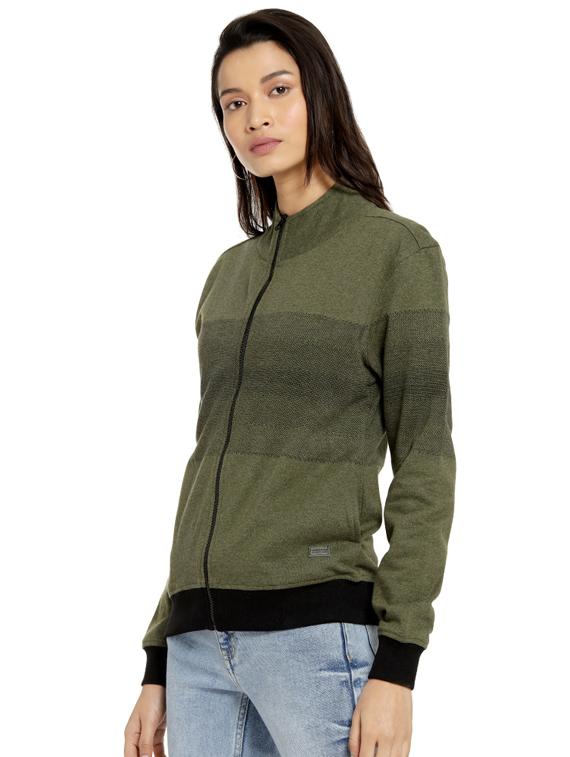 contrast ribbed turtle neck jacket - 16746441 - Zoom Image - 2