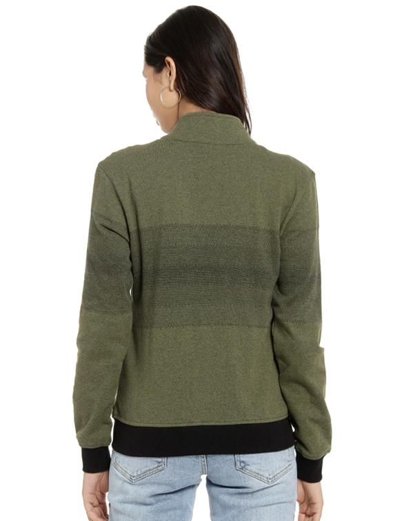 contrast ribbed turtle neck jacket - 16746441 - Zoom Image - 3