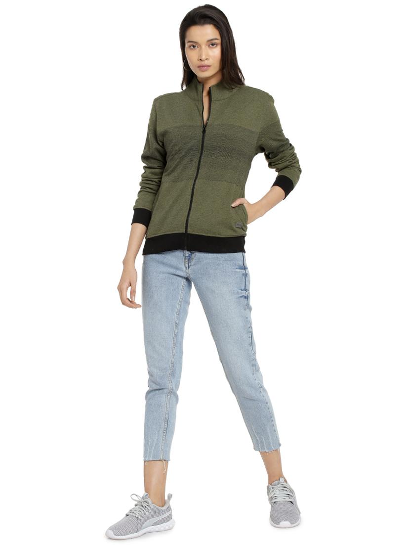 contrast ribbed turtle neck jacket - 16746441 - Zoom Image - 4