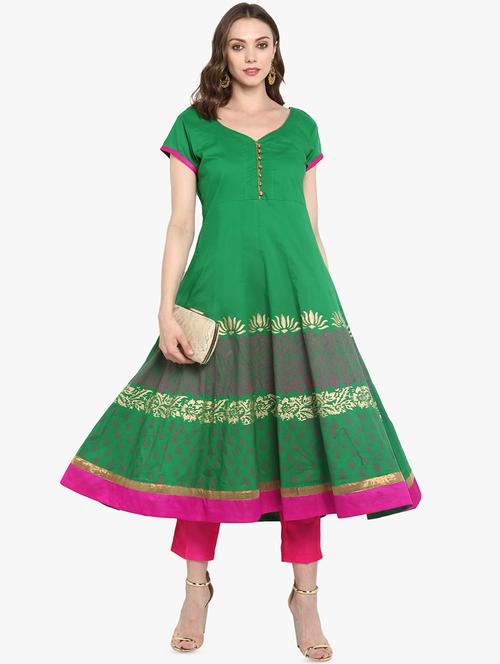 block print anarkali kurta - 16746483 - Standard Image - 1