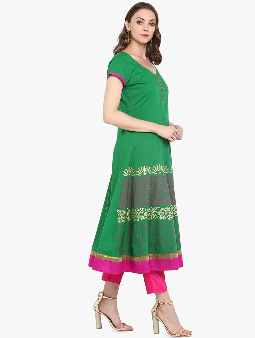 block print anarkali kurta - 16746483 - Zoom Image - 2