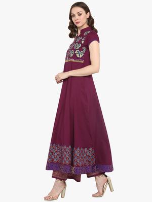 block print anarkali kurta - 16746487 - Standard Image - 2