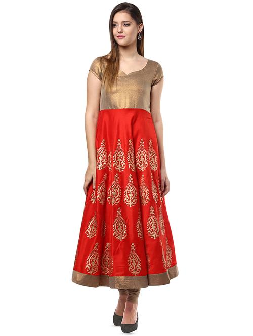 block print anarkali kurta - 16746489 - Standard Image - 1