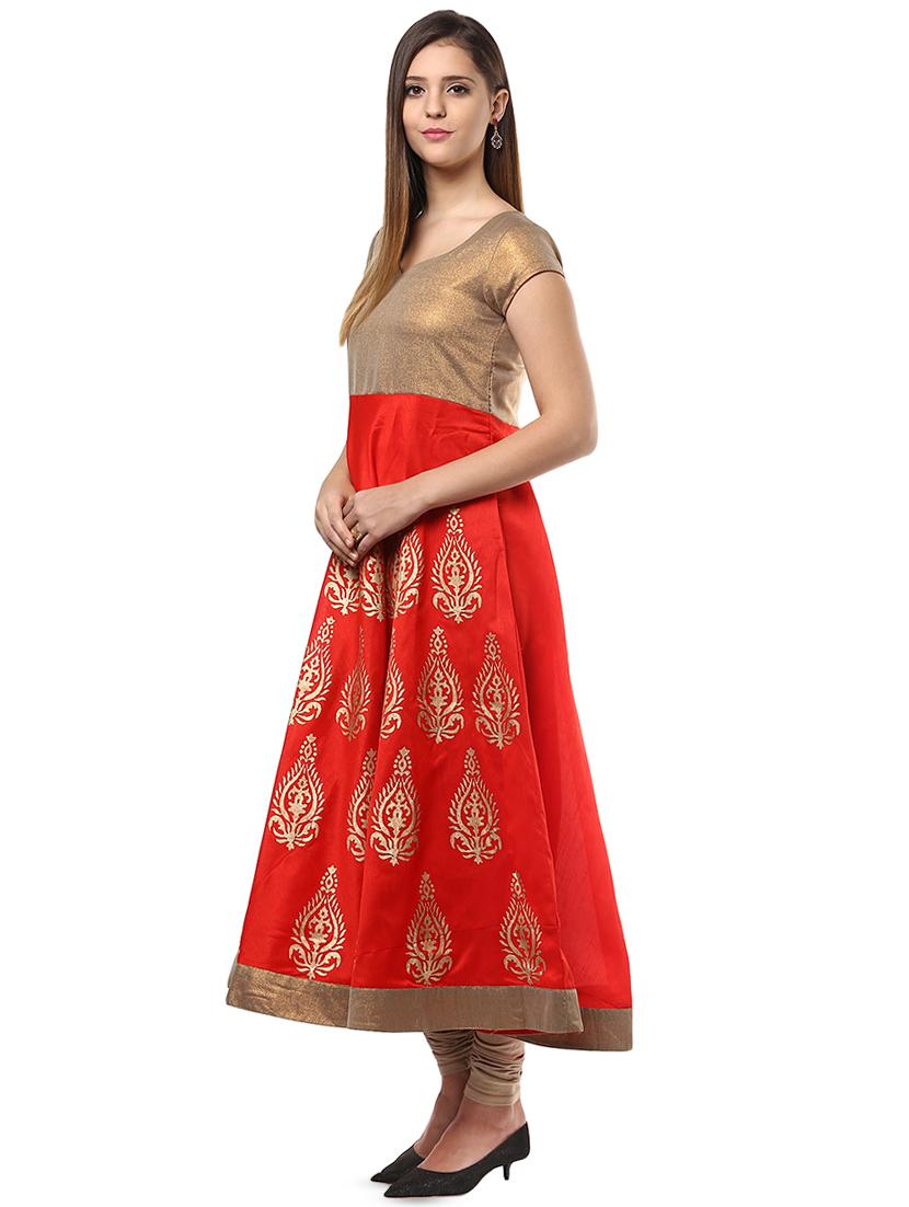block print anarkali kurta - 16746489 - Zoom Image - 2