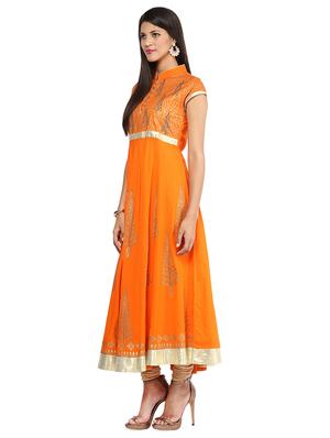 block print anarkali kurta - 16746490 - Standard Image - 2