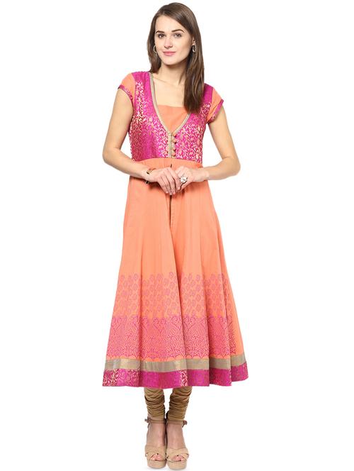 block print anarkali kurta - 16746496 - Standard Image - 1