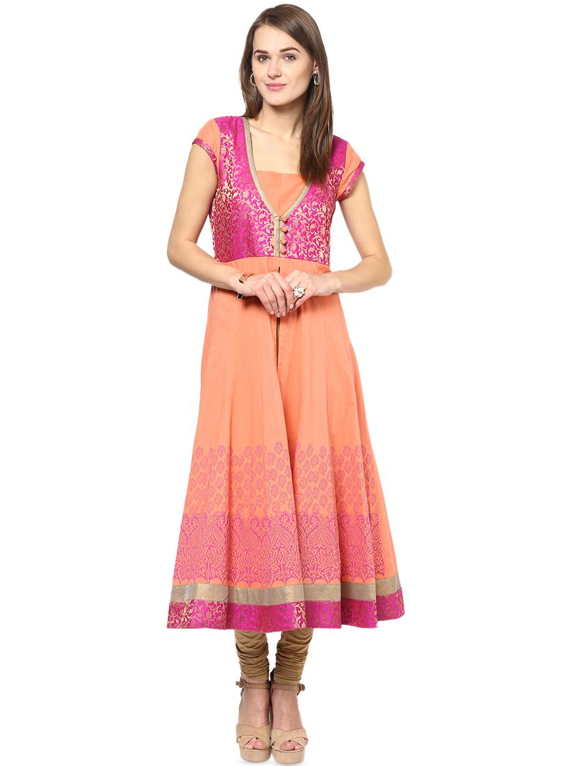 block print anarkali kurta - 16746496 - Zoom Image - 1