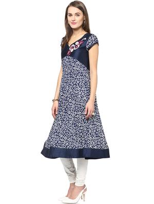 block print anarkali kurta - 16746497 - Standard Image - 2