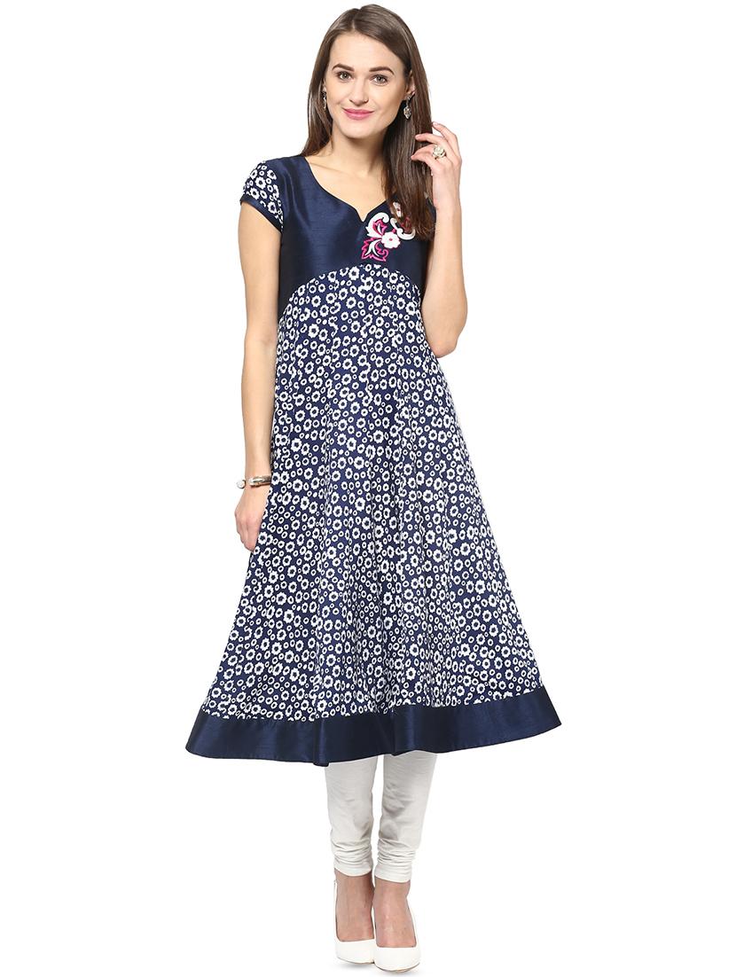 block print anarkali kurta - 16746497 - Zoom Image - 1