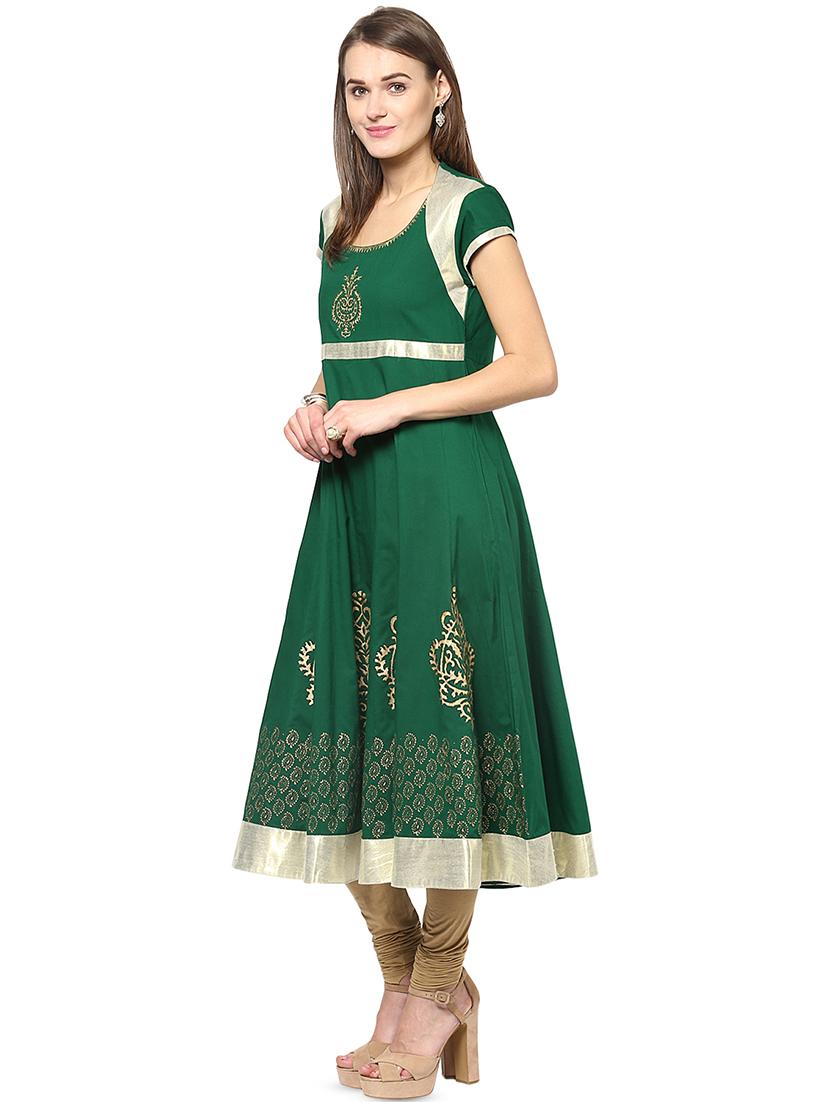 block print anarkali kurta - 16746500 - Zoom Image - 2