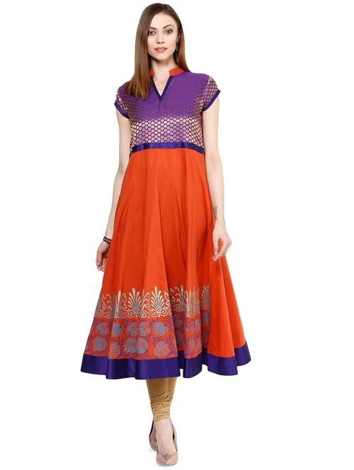 block print anarkali kurta - 16746502 - Standard Image - 1