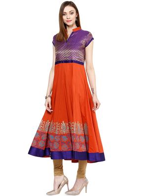 block print anarkali kurta - 16746502 - Standard Image - 2