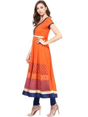 block print anarkali kurta - 16746504 - Standard Image - 2