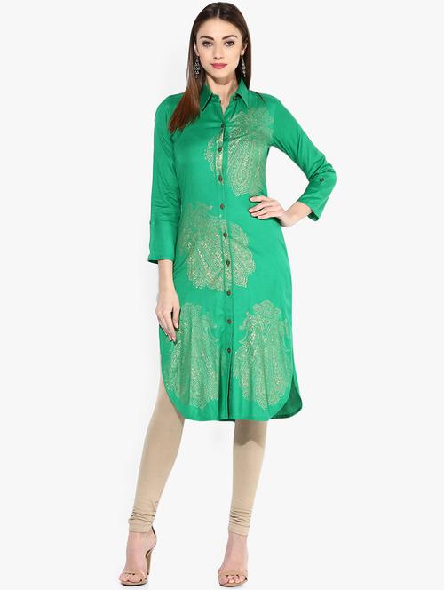 foil print straight kurta - 16746528 - Standard Image - 1