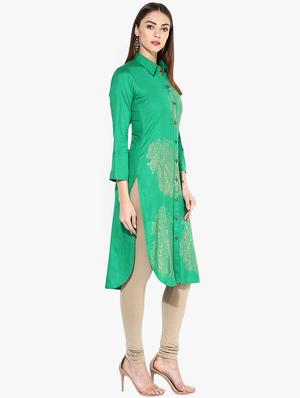 foil print straight kurta - 16746528 - Standard Image - 2