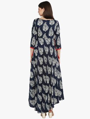 navy rayon straight kurta - 16746543 - Standard Image - 3